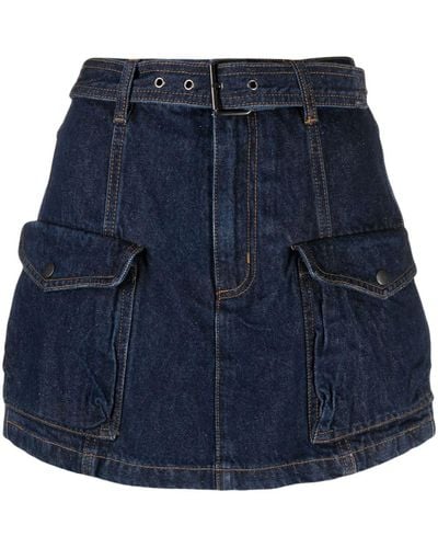 Izzue High-waisted Belt Shorts - Blue