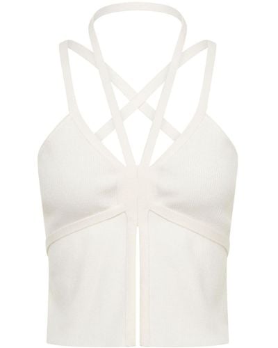 Dion Lee Crossover-strap Ribbed-knit Top - White
