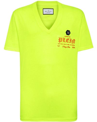 Philipp Plein Vネック Tシャツ - イエロー