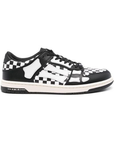 Amiri Skel Top Low Check-pattern Trainers - White
