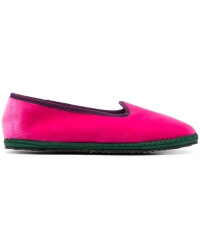 AZ FACTORY Contrasting-trim Velvet Slippers - Pink