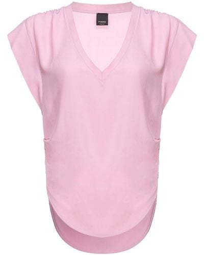 Pinko T-Shirt mit angeschnittenen Ärmeln - Pink