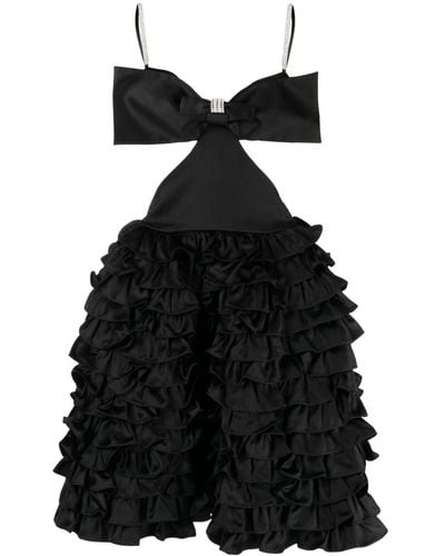 ShuShu/Tong Bow-detail Gathered Minidress - Black