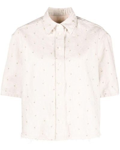 Lanvin Embroidered Boxy Denim Shirt - White
