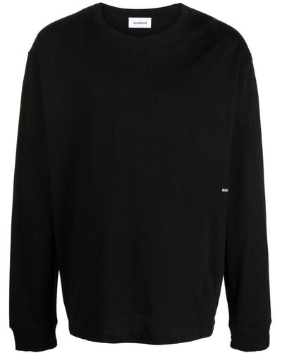 Soulland Dima Long-sleeve Organic Cotton T-shirt - Black