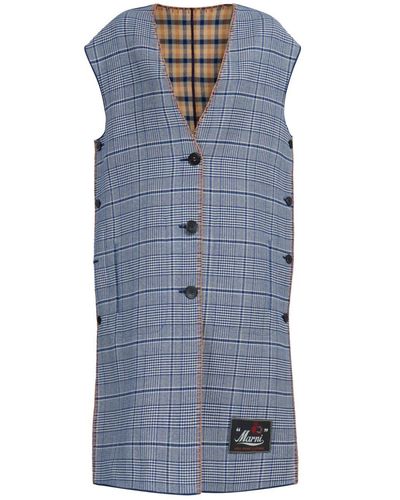 Marni Check-pattern Reversible Waistcoat - Blue