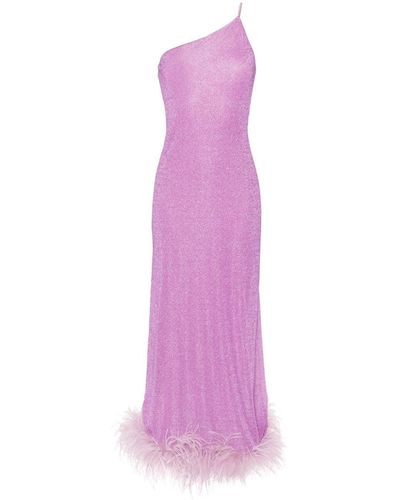 Oséree Lumiere Plumage One-shoulder Dress - Purple