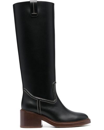 Chloé 60mm Heeled Leather Boots - Black
