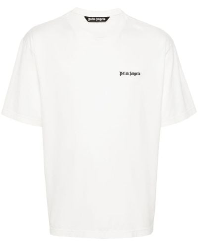 Palm Angels T-shirt Met Geborduurd Logo - Wit