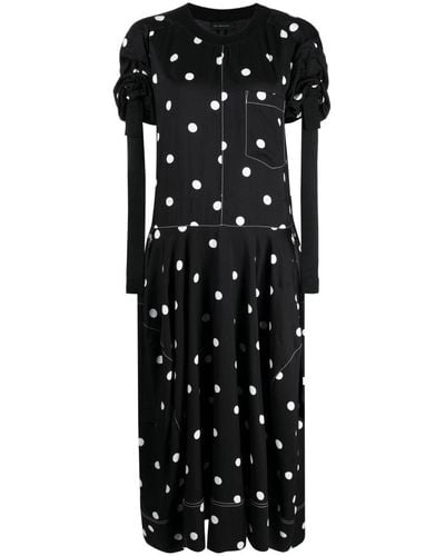 Lee Mathews Polka Dot-print Midi Dress - Black