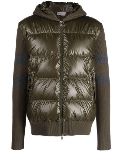 Moncler Hooded Padded Cardigan - Green