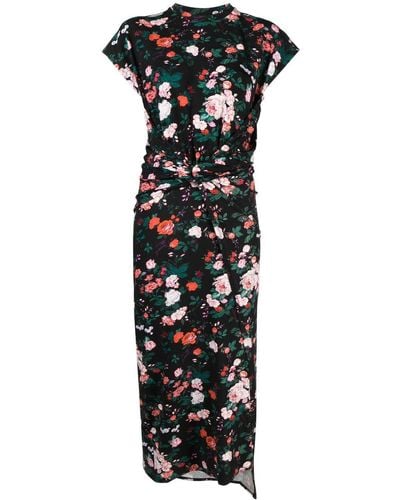 Rabanne Floral Print Maxi Dress - Black