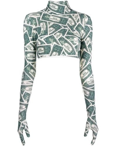 Vetements Money-print Crop Top - Green