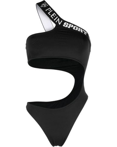 Philipp Plein Logo-tape One-shoulder Swimsuit - Black