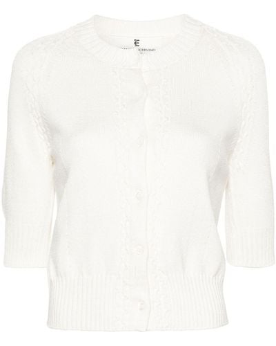 Ermanno Scervino Cable-knit Short-sleeve Cardigan - White