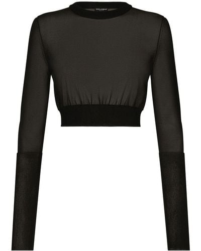Dolce & Gabbana Semi-sheer Cropped Top - Black