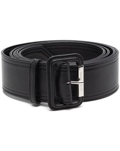 Alexander McQueen Pointed Leather Buckle Belt - Black