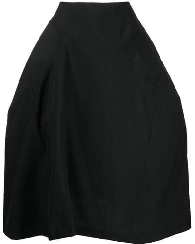 Comme des Garçons Paneled Wool Midi Skirt - Black