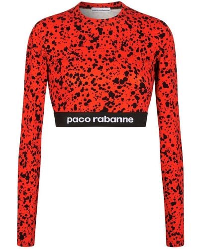 Rabanne Sports Long-sleeve Cropped Top - Red