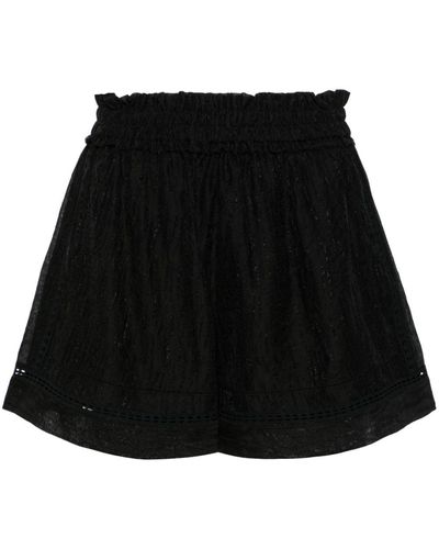 IRO Davina Embroidered-texture Shorts - Black