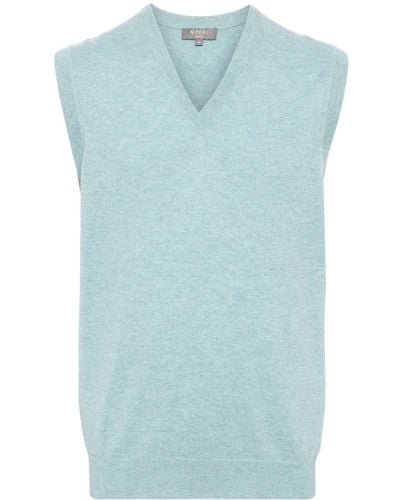 N.Peal Cashmere Westminster Sleeveless Cashmere Jumper - Blue