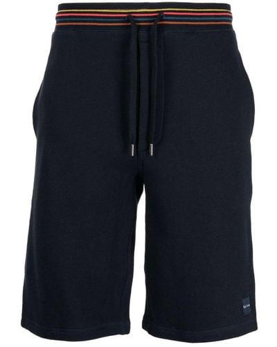 Paul Smith Logo-patch Cotton Shorts - Blue