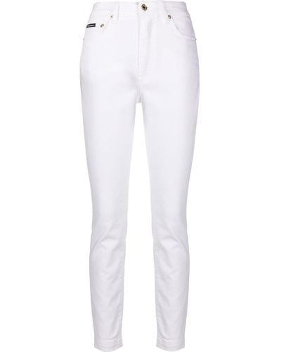 Dolce & Gabbana Pantalones skinny de talle bajo - Blanco