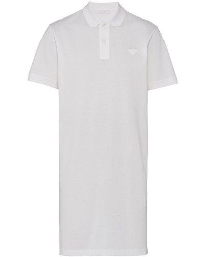 Prada Langes Pikee-Poloshirt - Weiß