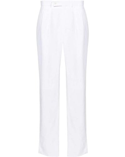 Caruso Linen Tailored Trousers - White