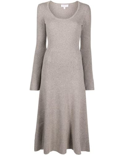 Michael Kors Ribbed-knit Cashmere Blend Dress - Gray