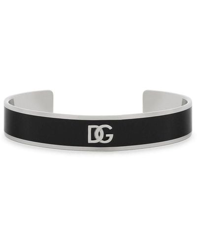 Dolce & Gabbana Emailliertes Armband mit Logo-Prägung - Weiß