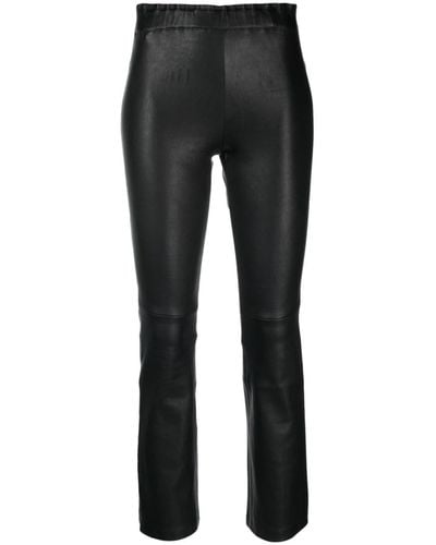Stouls Cropped Leather Trousers - Black