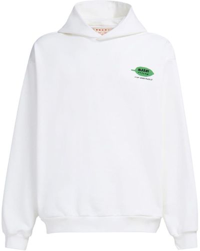 Marni Logo-print Cotton Hoodie - White