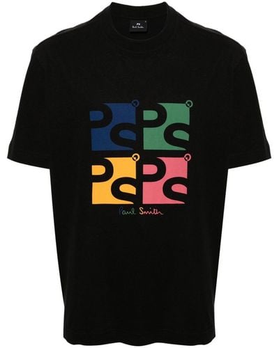 PS by Paul Smith Layered-neck Logo-print T-shirt - Black