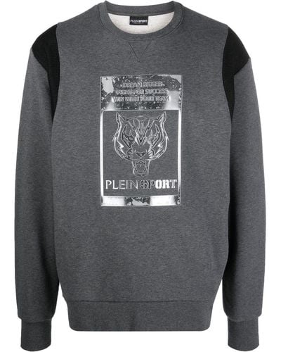 Philipp Plein Tiger-head Logo-print Sweatshirt - Grey