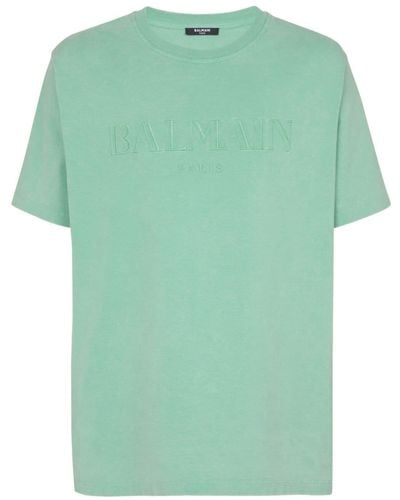 Balmain Logo-embroidered cotton T-shirt - Grün