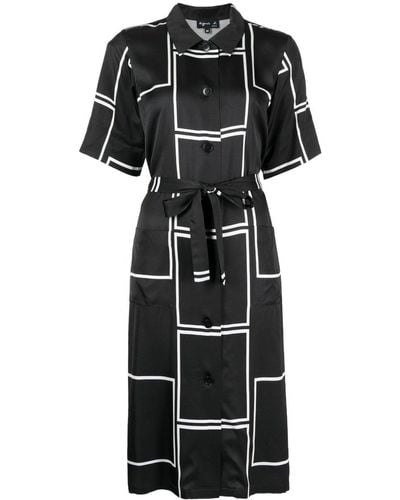 agnès b. Geometric-print Midi Shirt Dress - Black