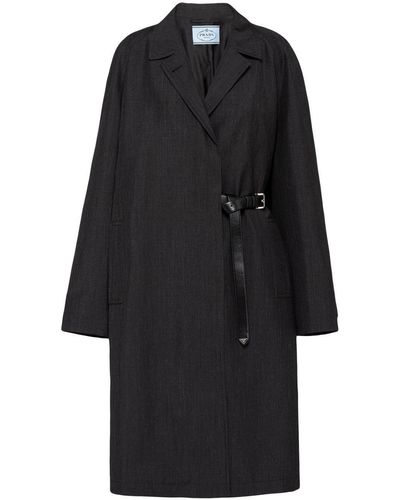 Prada Manteau boutonné en mohair - Noir