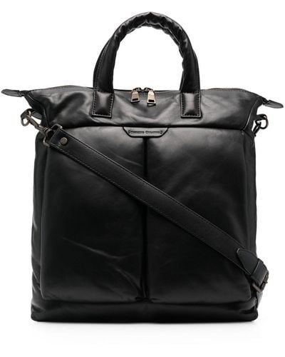 Officine Creative Quilted Leather Tote Bag - Black
