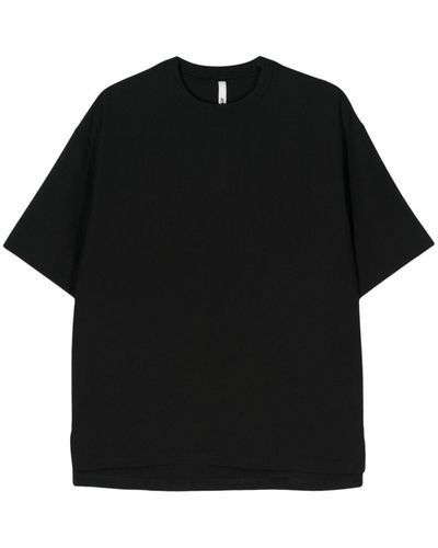 Attachment Side-slit Round-neck T-shirt - Black