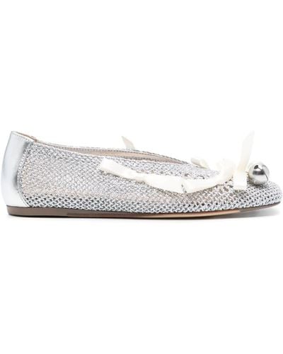 Simone Rocha Bell-charm Crochet Ballerina Shoes - White