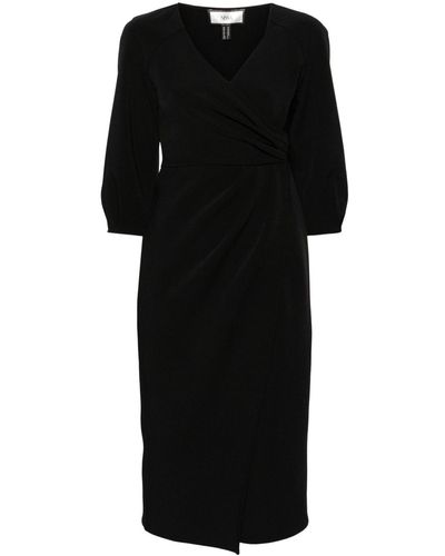 Nissa Wrap-design Crepe Midi Dress - Black