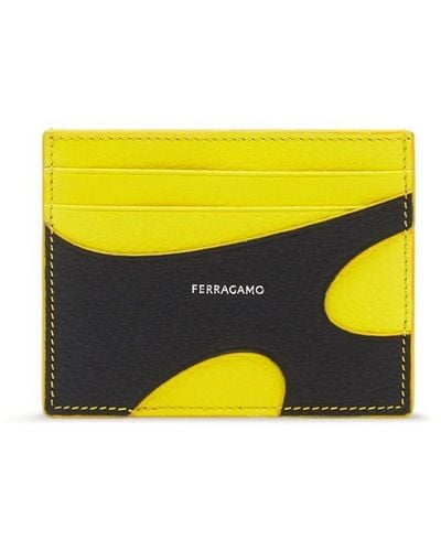Ferragamo Cut-out Detail Leather Cardholder - Yellow