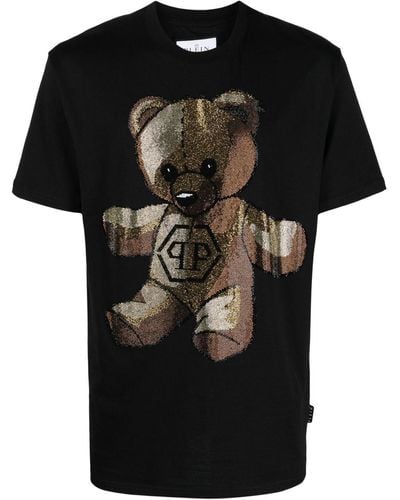 Philipp Plein T-shirt à motif ourson - Noir
