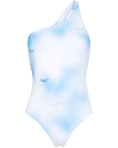 Off-White c/o Virgil Abloh Logo-print Ombré Swimsuit - Blue