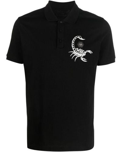 Philipp Plein Scorpion-print Polo Shirt - Black