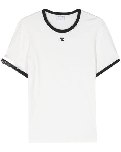 Courreges Camiseta con parche del logo - Blanco