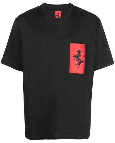 Ferrari Logo-patch Crew Neck T-shirt - Black