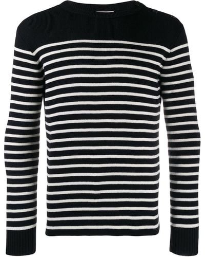 Saint Laurent Marinère Striped Knitted Jumper - Black