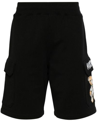 Moschino Teddy Bear-print Cotton Bermuda Shorts - Black